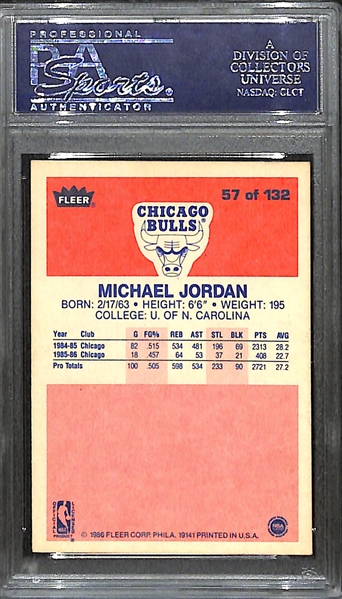 1986-87 Fleer Basketball Michael Jordan Rookie Card #57 Graded PSA 3